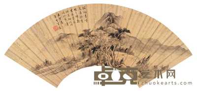 董其昌  绿溪青嶂 扇面 18.5×55.5cm